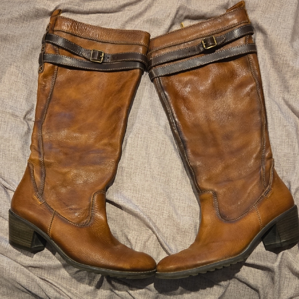 PIKOLINOS Tan Leather Heeled Boots Size 40 Which Is Usa 9
